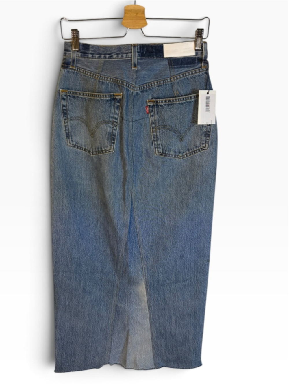 RE/DONE NWT Deconstructed Denim Maxi Skirt in Sz 26 - Picture 3 of 9